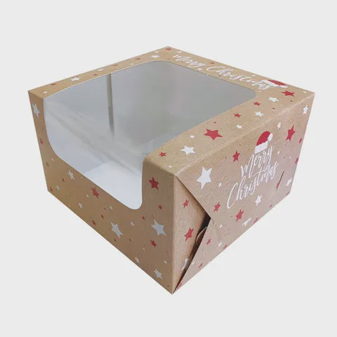 8" x 8" x 5" Merry Christmas Cake Box with Side/Top Window