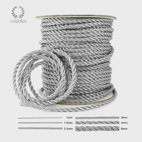 Ribbon - Metallic Cord Silver 4mm x 25M - 1 metre