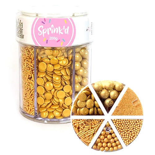 Sprink'd Shiny Gold Sprinkle Mix Jar 200g