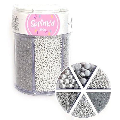 Sprink'd Shiny Silver Sprinkle Mix Jar 200g