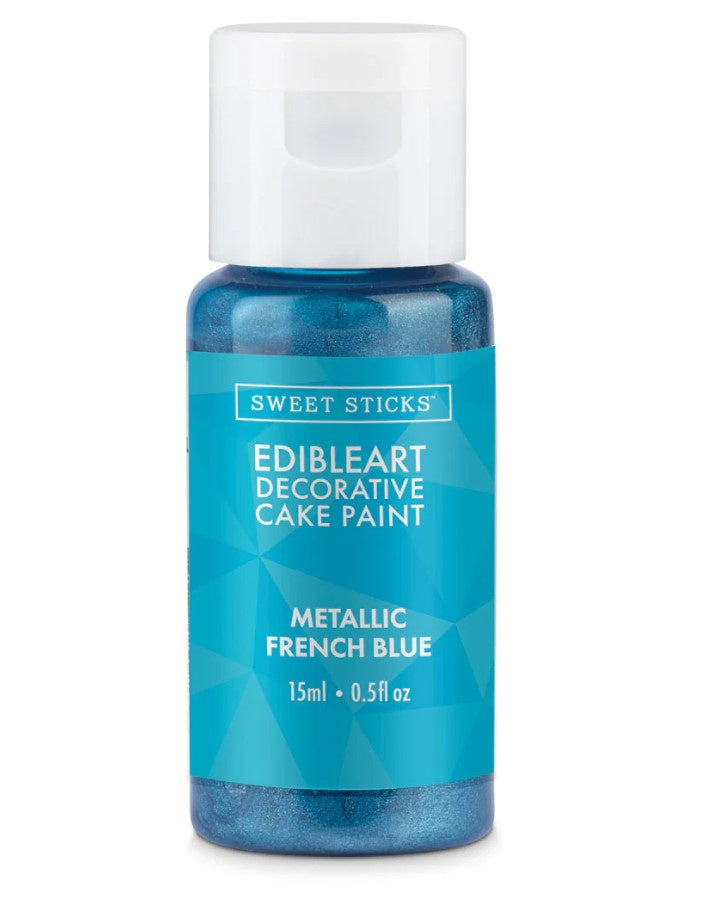 Sweet Sticks Edible Art Decorative Paint 15ml - Metallic French Blue